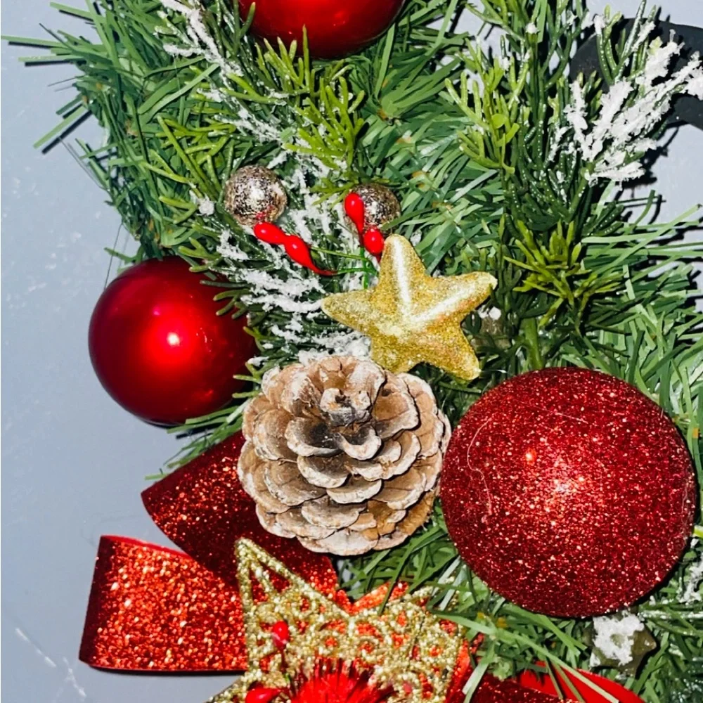 Custom Order Requests Cat playing with ornaments Christmas Wreath 18in
